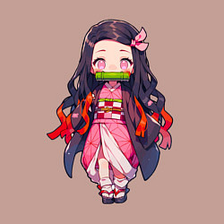 Свитшот хлопковый мужской Чиби Незуко - Клинок демонов, цвет: пыльно-розовый — фото 2