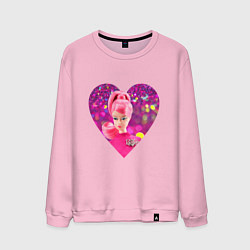 Свитшот хлопковый мужской Барби сердечко, цвет: светло-розовый