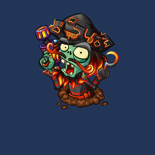 Мужской свитшот Зомби-пират с крюком / Тёмно-синий – фото 3