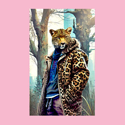 Свитшот хлопковый мужской Городской леопард - нейросеть, цвет: светло-розовый — фото 2