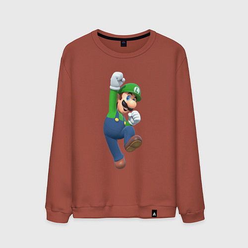 Мужской свитшот Луиджи прыгает / Кирпичный – фото 1