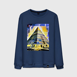 Свитшот хлопковый мужской Великие пирамиды майя, цвет: тёмно-синий