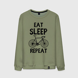 Свитшот хлопковый мужской Eat sleep bike repeat, цвет: авокадо