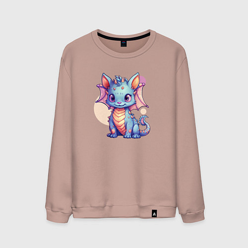 Мужской свитшот Cute dragon cat / Пыльно-розовый – фото 1