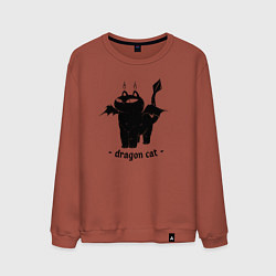 Свитшот хлопковый мужской Black dragon cat, цвет: кирпичный