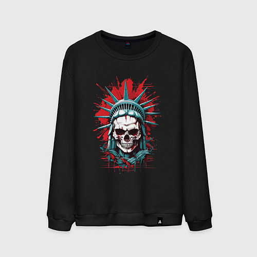 Мужской свитшот Зомби Статуя Свободы / Черный – фото 1