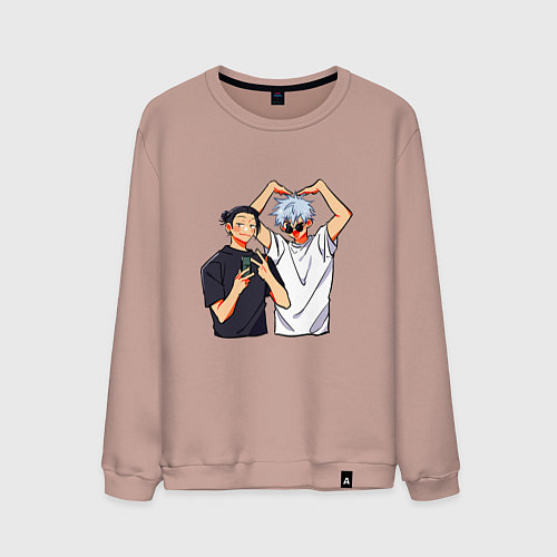 Мужской свитшот Сатору и Гето - Магическая битва / Пыльно-розовый – фото 1