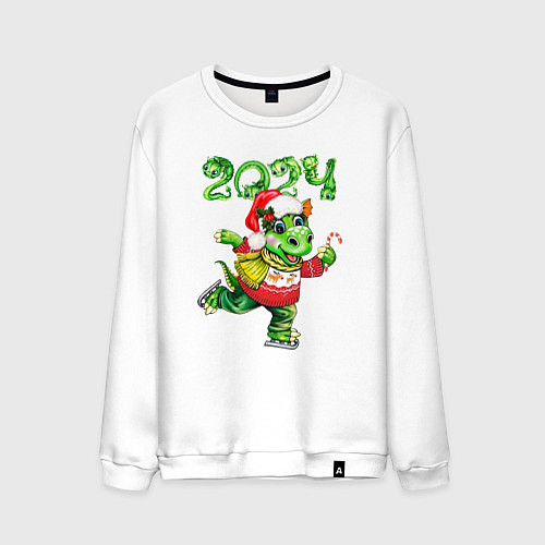 Мужской свитшот Новогодний дракон 2024 / Белый – фото 1