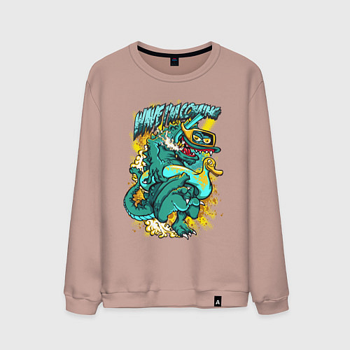 Мужской свитшот Монстр на пляже / Пыльно-розовый – фото 1