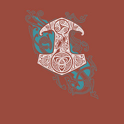 Свитшот хлопковый мужской Молот Тора - скандинавская мифология, цвет: кирпичный — фото 2