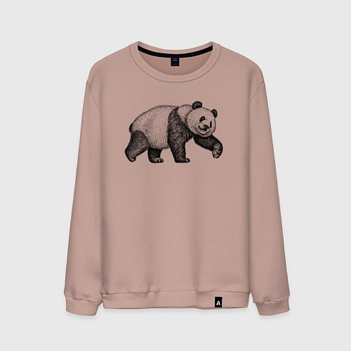Мужской свитшот Панда гуляет / Пыльно-розовый – фото 1