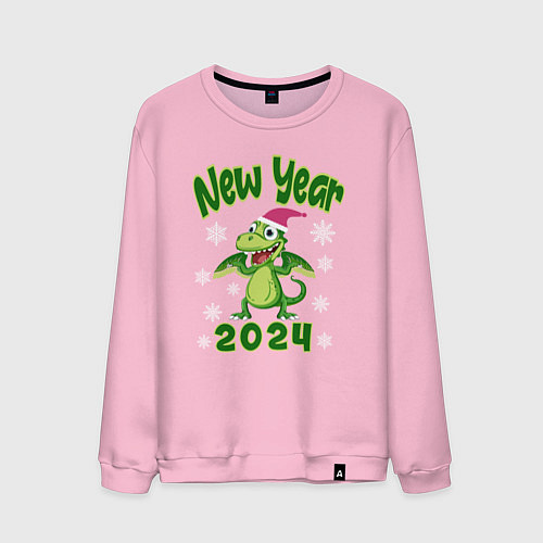 Мужской свитшот Год зеленого деревянного дракона 2024 / Светло-розовый – фото 1