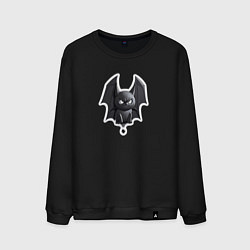 Свитшот хлопковый мужской Мистическая летучая мышь, цвет: черный