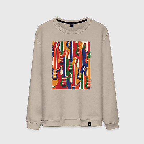 Мужской свитшот Цветные гитары / Миндальный – фото 1