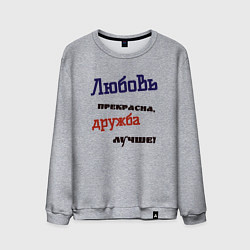 Свитшот хлопковый мужской Дружба и любовь, цвет: меланж