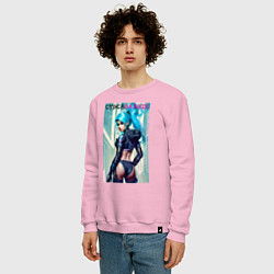 Свитшот хлопковый мужской Кибер Барби - фантазия - нейросеть, цвет: светло-розовый — фото 2
