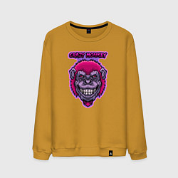 Свитшот хлопковый мужской Purple crazy monkey, цвет: горчичный