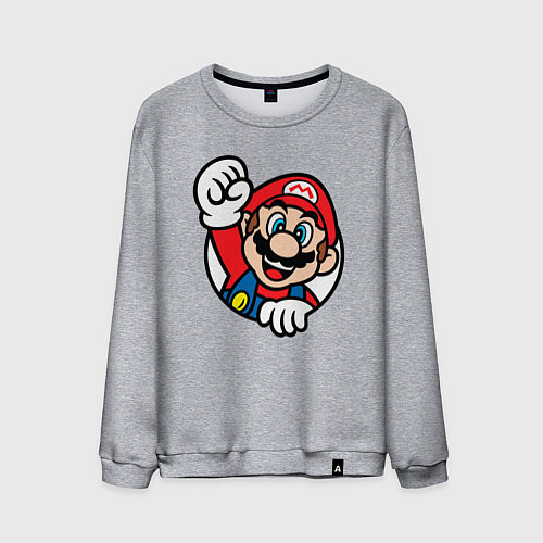 Мужской свитшот Марио значок классический / Меланж – фото 1