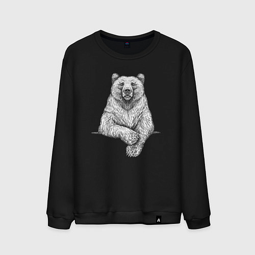 Мужской свитшот Медведь сложил лапы / Черный – фото 1