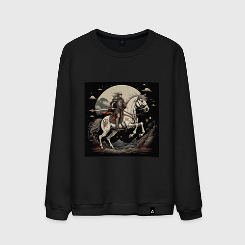 Мужской свитшот Рыцарь на коне под луной / Черный – фото 1