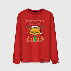 Свитшот хлопковый мужской Happy holidays phrase, цвет: красный