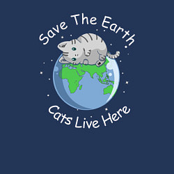 Свитшот хлопковый мужской Save the earth cats live here, цвет: тёмно-синий — фото 2