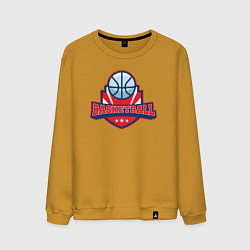 Свитшот хлопковый мужской Basketball game, цвет: горчичный