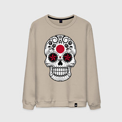 Свитшот хлопковый мужской Japan skull, цвет: миндальный