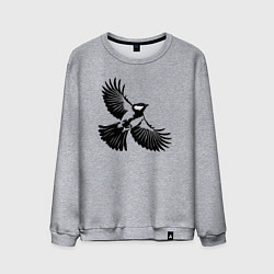 Свитшот хлопковый мужской Синица трафарет, цвет: меланж