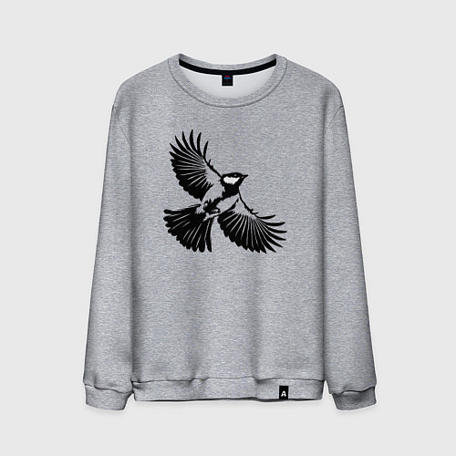 Мужской свитшот Синица трафарет / Меланж – фото 1