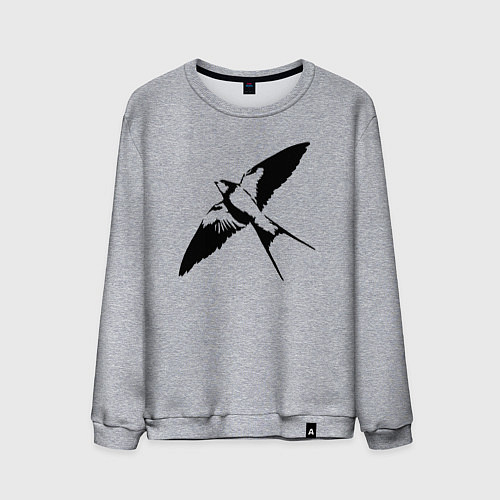 Мужской свитшот Ласточка парит трафарет / Меланж – фото 1