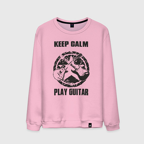 Мужской свитшот Успокойся и играй на гитаре / Светло-розовый – фото 1