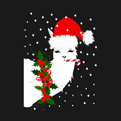 Свитшот хлопковый мужской Лама - альпака Санта Клаус, цвет: черный — фото 2