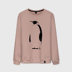 Свитшот хлопковый мужской Пингвин стоит трафарет, цвет: пыльно-розовый