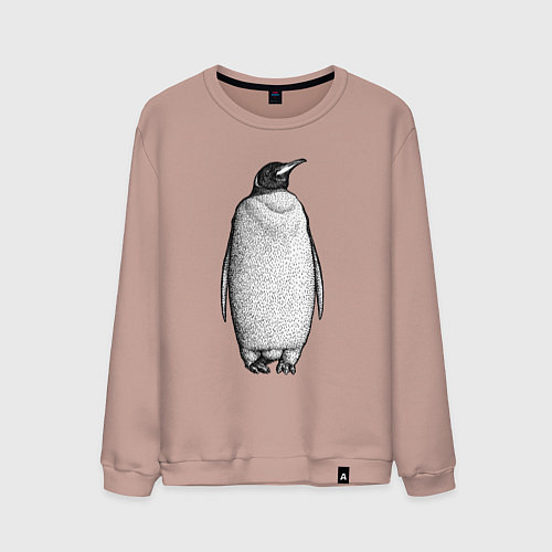 Мужской свитшот Пингвин стоит анфас / Пыльно-розовый – фото 1