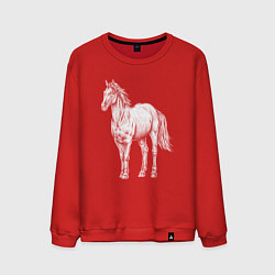 Свитшот хлопковый мужской Белая лошадь стоит, цвет: красный
