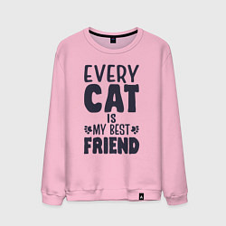 Свитшот хлопковый мужской Every cat is my best friend, цвет: светло-розовый