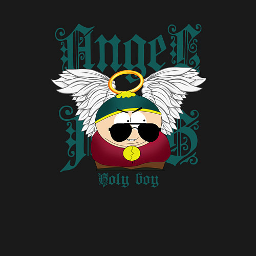 Мужской свитшот Эрик Картман ангел / Черный – фото 3