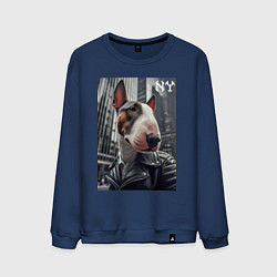 Мужской свитшот Dude bull terrier in New York - ai art