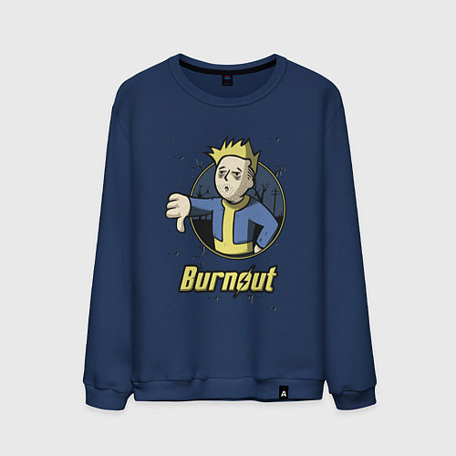 Мужской свитшот Burnout - vault boy / Тёмно-синий – фото 1