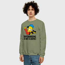 Свитшот хлопковый мужской Барт Симпсон скейтбордист, цвет: авокадо — фото 2
