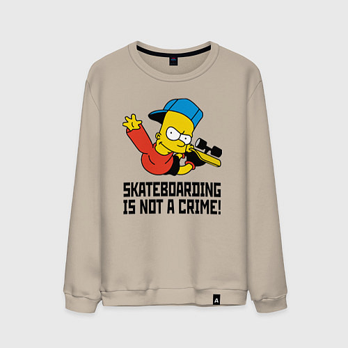 Мужской свитшот Барт Симпсон скейтбордист / Миндальный – фото 1