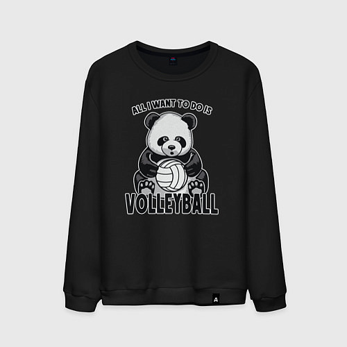 Мужской свитшот Panda volleyball / Черный – фото 1