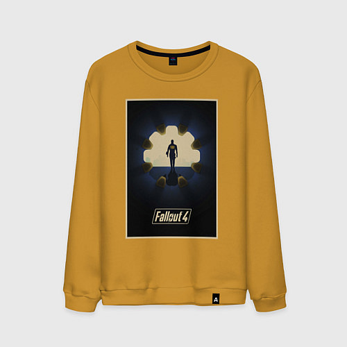 Мужской свитшот Fallout 4 - vault door / Горчичный – фото 1