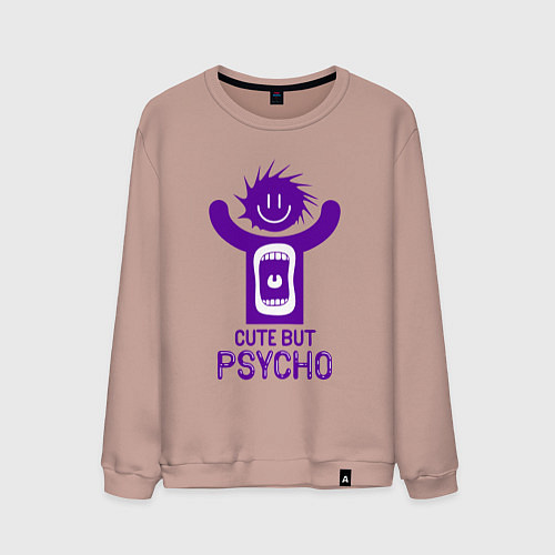 Мужской свитшот Cute but psycho inscription / Пыльно-розовый – фото 1