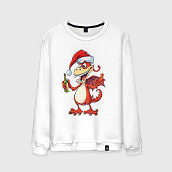 Мужской свитшот Новогодний дракон с шампанским