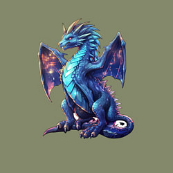 Свитшот хлопковый мужской Синий новогодний дракон, цвет: авокадо — фото 2