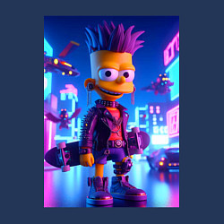 Свитшот хлопковый мужской Bart Simpson with a skateboard - art punk, цвет: тёмно-синий — фото 2