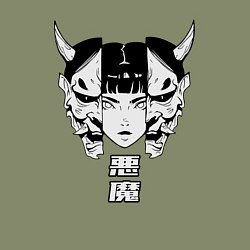 Свитшот хлопковый мужской Маска демона Они, цвет: авокадо — фото 2