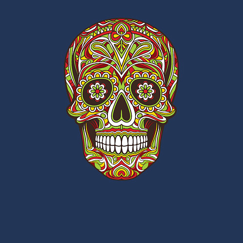 Мужской свитшот Череп декоративный мексиканский / Тёмно-синий – фото 3